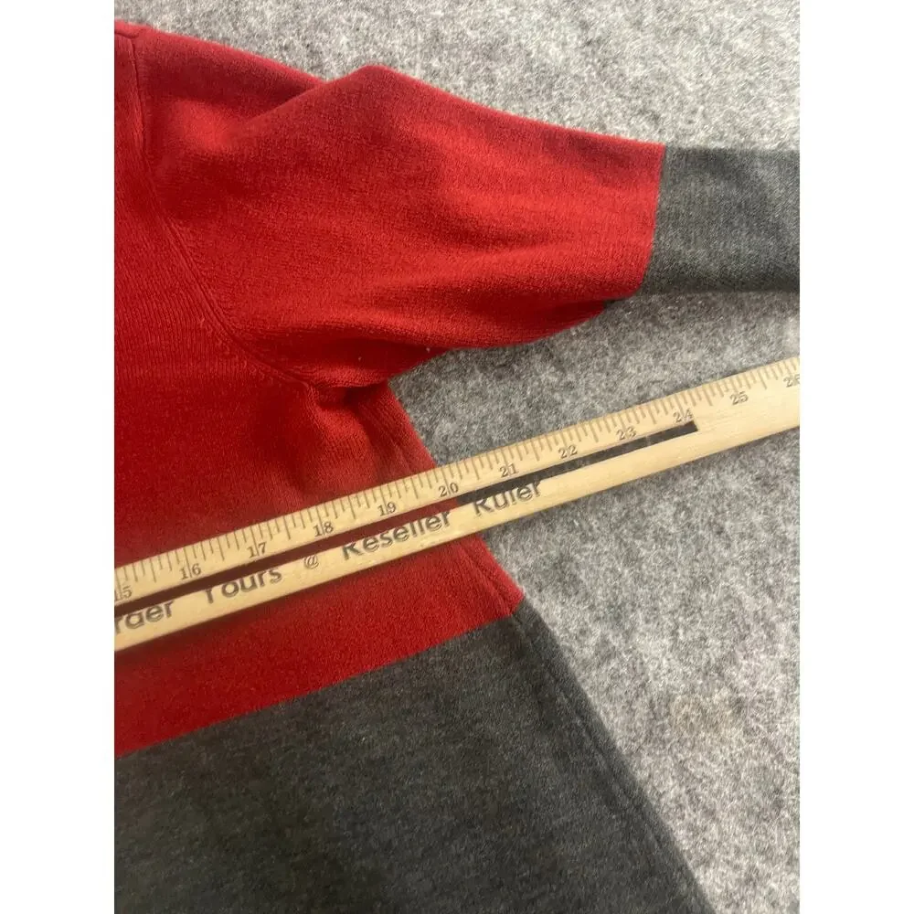 French Connection Sweater Womens Large Red Striped Color Block Pullover N292